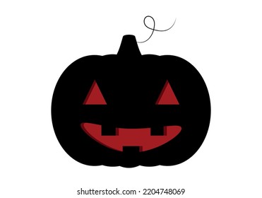 Scary pumpkin for Halloween. Black pumpkin with red eyes. Vector illustration