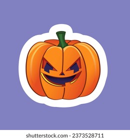 A scary pumpkin for Halloween in a cartoon game style.