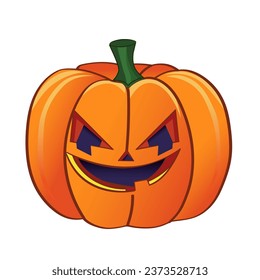 A scary pumpkin for Halloween in a cartoon game style.