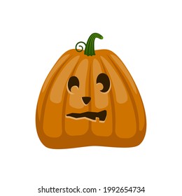 Scary pumpkin for Halloween. Color vector illustration. White isolated background.