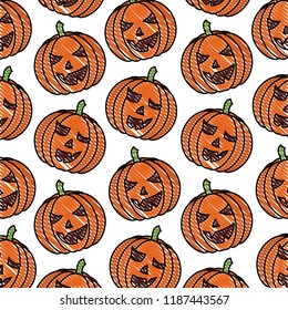 scary pumpkin halloween comic pattern