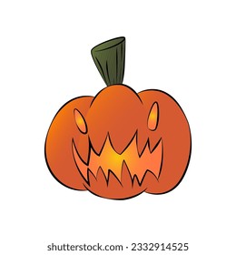 Scary pumpkin. Halloween pumpkin. Halloween Scary pumpkin hand drawn style. Vector illustration.