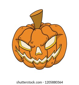 Scary pumpkin for Halloween, Halloween pumpkin. Happy Halloween! Vector illustration in a cartoon style,isolated on white background. Elements for your Halloween. Vector illustration in flat design.  
