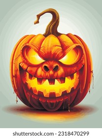 scary pumpkin halloween lantern realistic vector