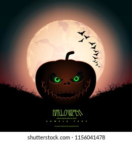 Scary Pumpkin for Halloween Layout, Design Cover. Modern and Abstract Background. Stock Vector Illustration. Minimalist Creative Design Concept.