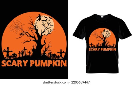 scary pumpkin halloween t shirt design template