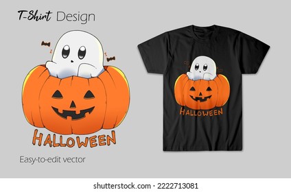 Scary Pumpkin Halloween T-Shirt Designs and funny ghosts, print for t-shirts, for phone cases and join in the fun