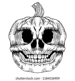 scary pumpkin Halloween vector illustration