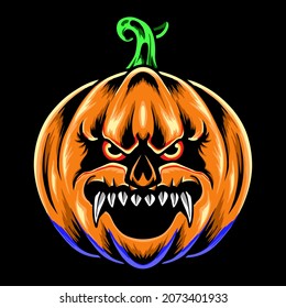 Scary Pumpkin Halloween Vector illustration Tshirt design