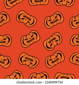scary pumpkin hallowen pattern vector