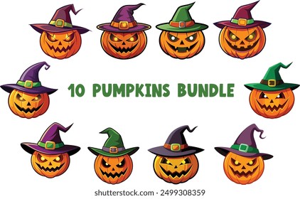 Scary Pumpkin with hat design bundle for Halloween