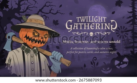 Scary Pumpkin Head Character with Axe – Halloween Illustration