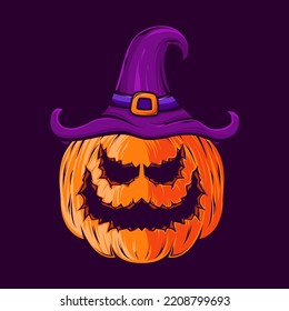 Scary pumpkin head halloween design vector illustration is awesome