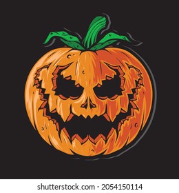 scary pumpkin head halloween vector