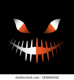 Scary pumpkin head on black background . Vector illustrationon 