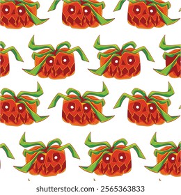 Scary Pumpkin head pattern background vector design template