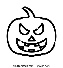 Scary pumpkin icon. Outline design. Scary Halloween Pumpkin. Monster pumpkin. Holiday event halloween. Vector Illustration.