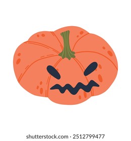  A scary pumpkin illustration with a creepy expression, ideal for Halloween decor, spooky season vibes, and fall-themed designs for holiday celebrations.