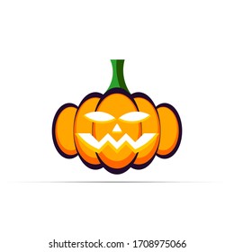 Scary pumpkin isolated on white background. Traditional decoration, symbol of Halloween holiday celebration