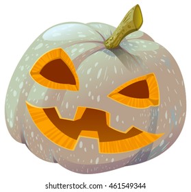 Scary Pumpkin lantern for Halloween. Isolated on white vector illustration