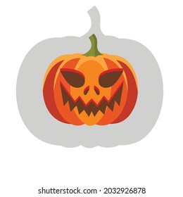 Scary pumpkin on a white background. The main symbol of the holiday Happy Halloween. Hipster orange pumpkins with a smile for Halloween holiday. Vector illustration