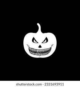 Scary Pumpkin for sign, icon, symbol and Halloween art illustration. Vector Illustration