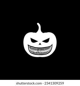 Scary Pumpkin for sign, icon, symbol and Halloween art illustration. Vector Illustration