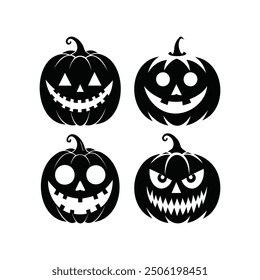 Silueta de calabaza aterradora Vector de Halloween