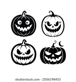 Scary Pumpkin Silhouette Spooky Halloween Vector