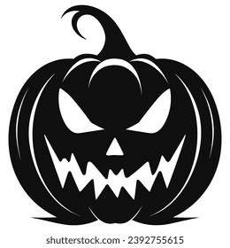 A Scary Pumpkin Vector silhouette isolated on a white background
