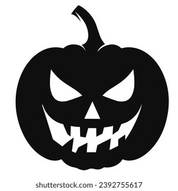 Una silueta espeluznante del vector de calabaza aislada en un fondo blanco