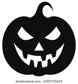 A Scary Pumpkin Vector silhouette isolated on a white background