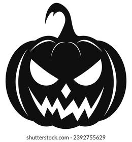 A Scary Pumpkin Vector silhouette isolated on a white background