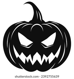A Scary Pumpkin Vector silhouette isolated on a white background
