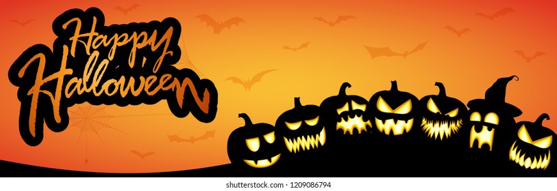 Scary Pumpkins Different Faces Happy Halloween Stock Vector Royalty Free 1209086794 9840