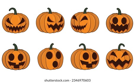 scary pumpkins halloween, creepy pumpkin ghost vector illustration