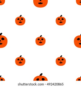 Scary Pumpkins for Halloween. Seamless pattern with pumpkins and horrible grimaces.