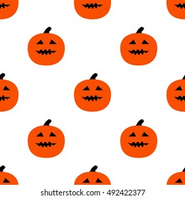 Scary Pumpkins for Halloween. Seamless pattern with pumpkins and horrible grimaces.
