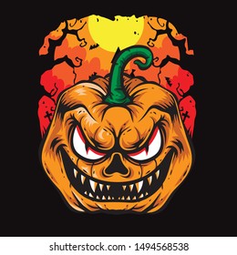 scary pumpkins halloween vector artwork