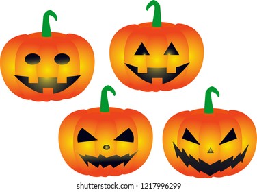 Scary Pumpkins in Halloween - Halloween Vector Illustration