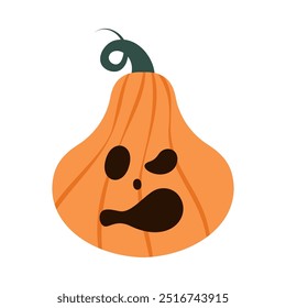 Calabazas de miedo. Diseño espeluznante para Halloween aislado en un fondo blanco. Lindo jack o linterna con diferentes expresiones faciales