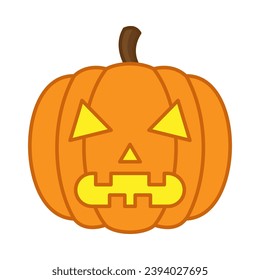 Scary pumppkin head flat illustration