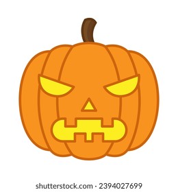 Scary pumppkin head flat illustration