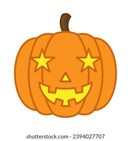 Scary pumppkin head flat illustration