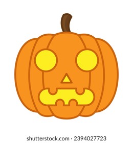 Scary pumppkin head flat illustration