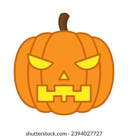 Scary pumppkin head flat illustration