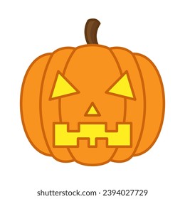 Scary pumppkin head flat illustration