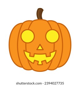 Scary pumppkin head flat illustration