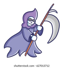 Scary purple grim reaper ready for action - vector.