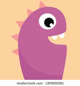 A scary purple monster with pink sharp horns vector color drawing or illustration